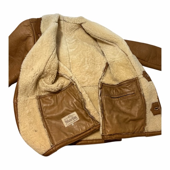 100% Genuine Lambskin Shearling Vintage Bomber Jacket - Picture 6 of 9